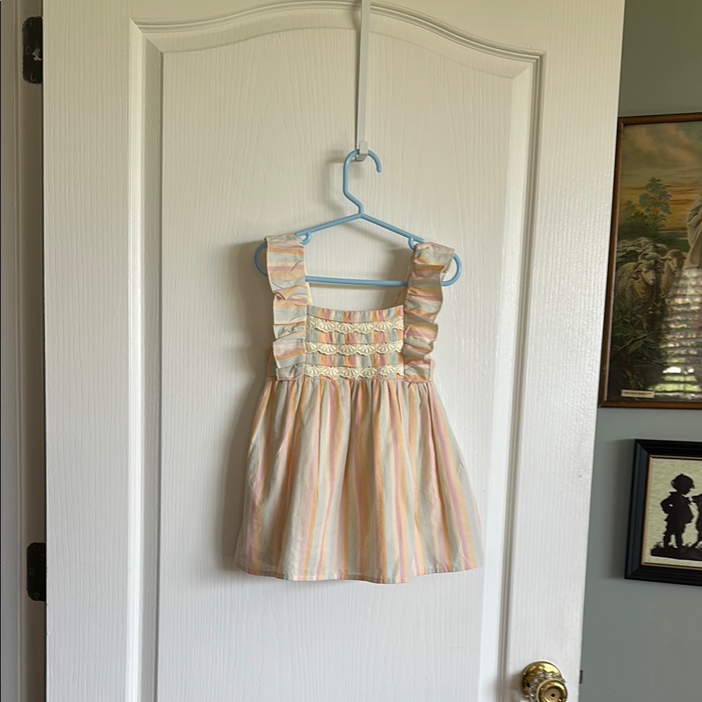Striped Pastel Dress with Ruffled Straps